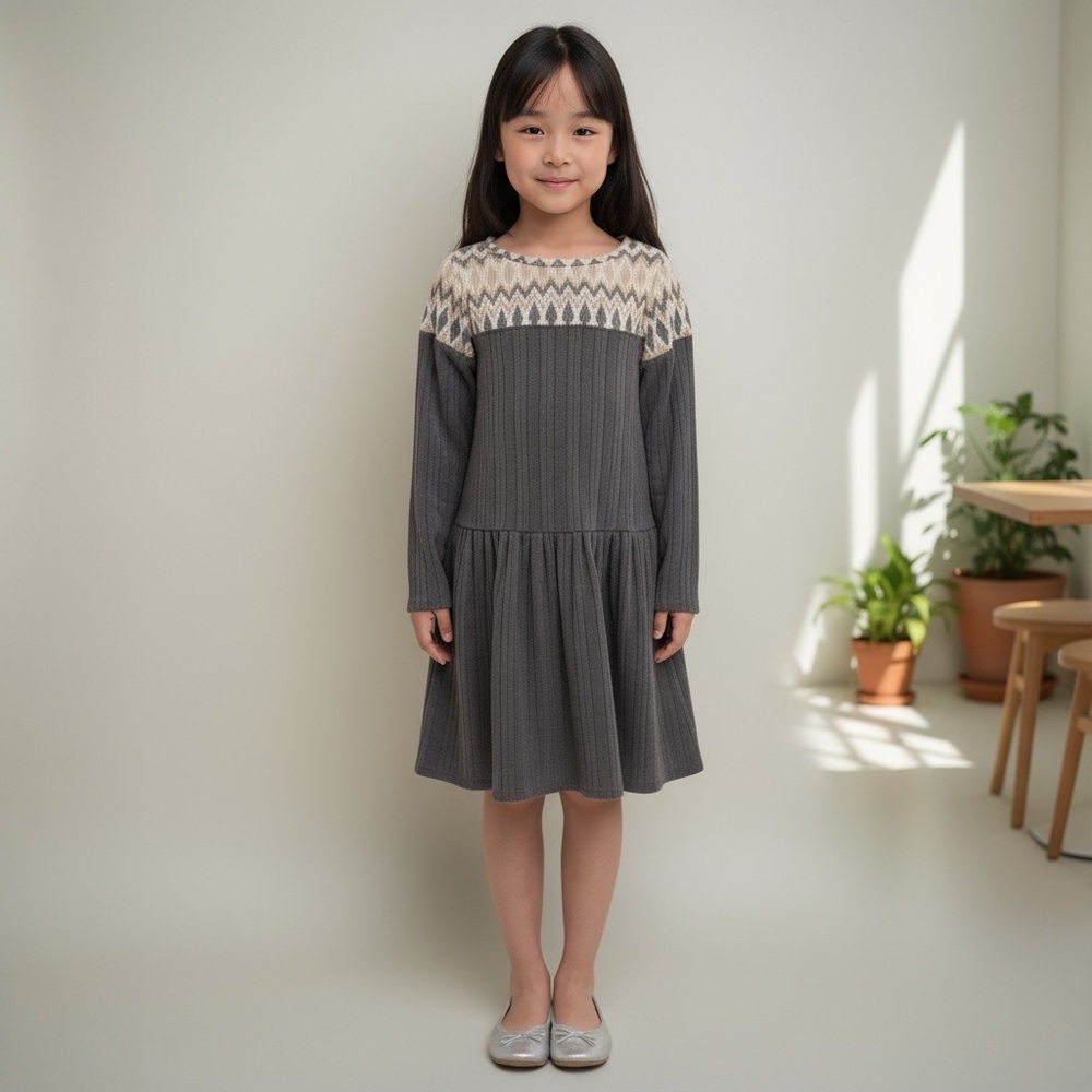 NWT Rare Editions Girls Drop‎ Waist Sweater Knit Dress Thanksgiving Holiday Cozy